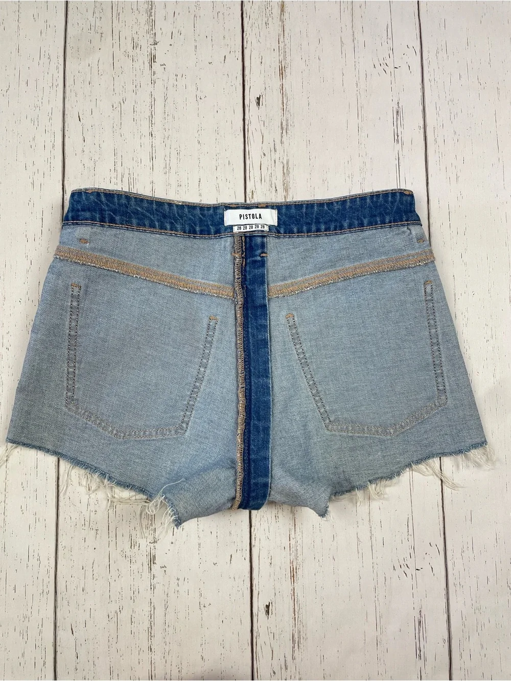 Pistola Denim Winston High Rise Distressed Full Zipper Denim Cut Off Shorts